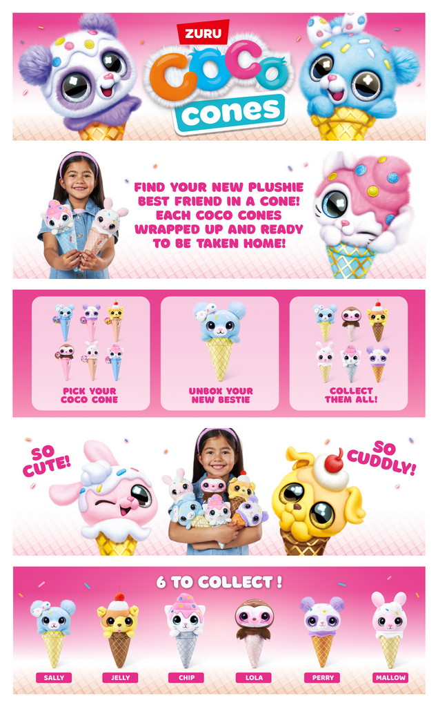 White Smoke Zuru Coco Sweet Cone Plush 9638SQ1 Toyzoona 9638_COCOCONES_SWEETEBC_Tile_ALL.png Plush Toys