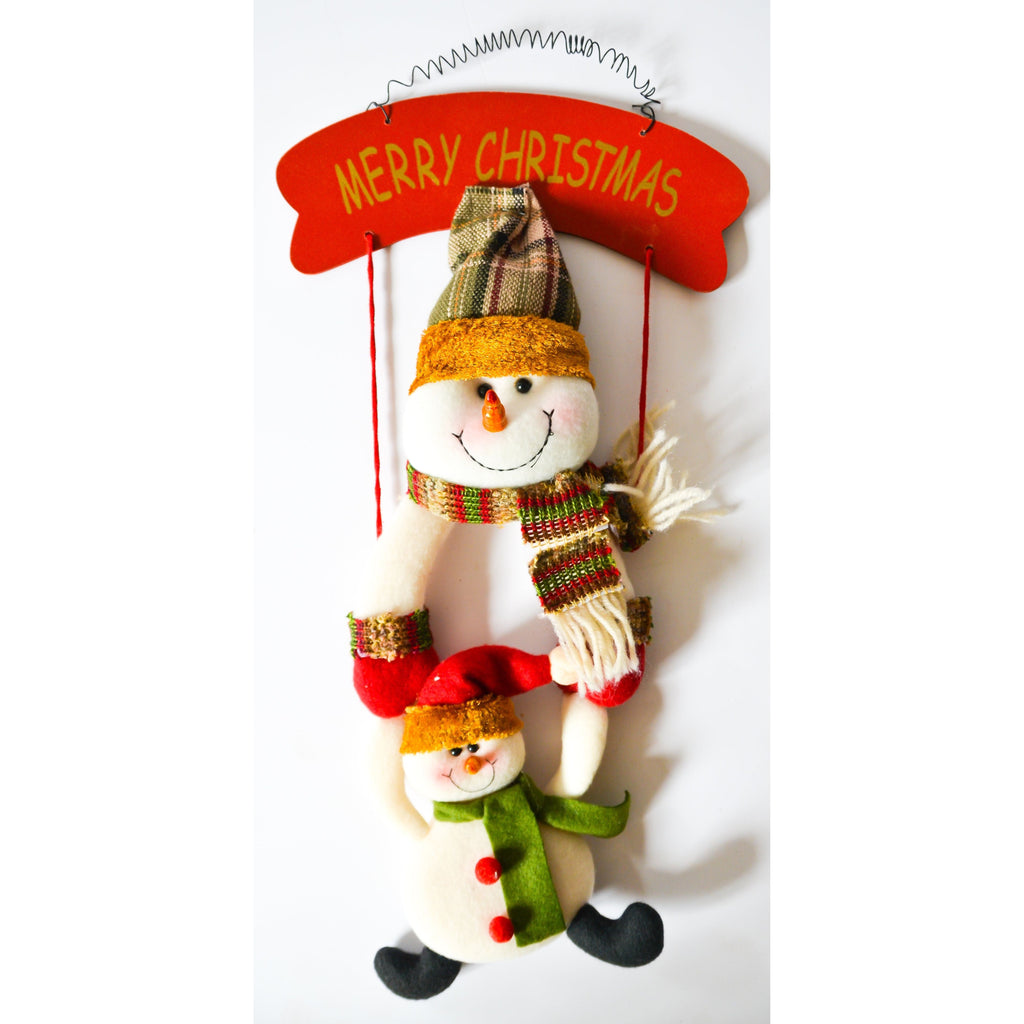 Brown Two Snow Men Door Hanger Christmas Decor Toyzoona CR151.jpg Seasonal