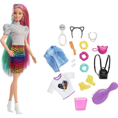 Barbie Leopard Raindow Hair doll