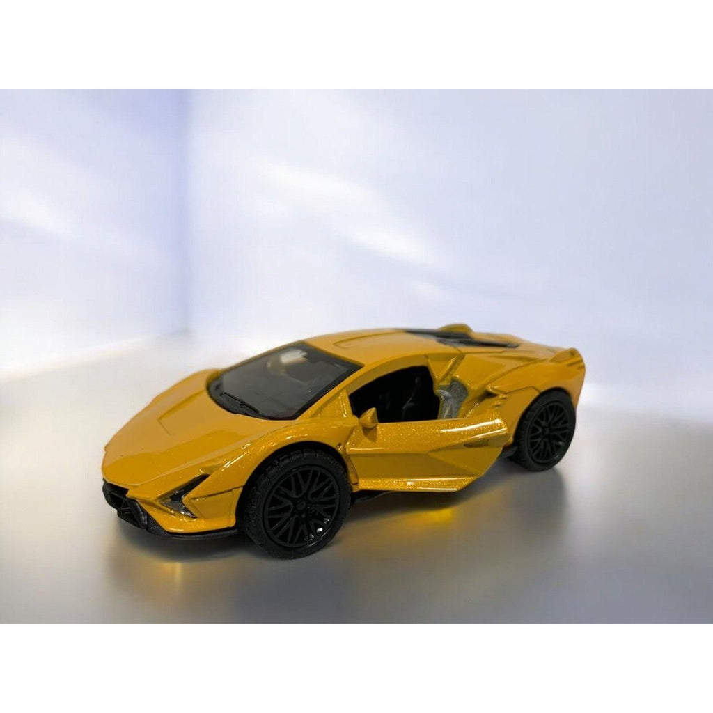 37 FKP Sian Lamborghini イエローのオープンカー型ミニカー Sian Lamborghini #63 Diecast 1/18 Black Metallic Yellow ミニカー