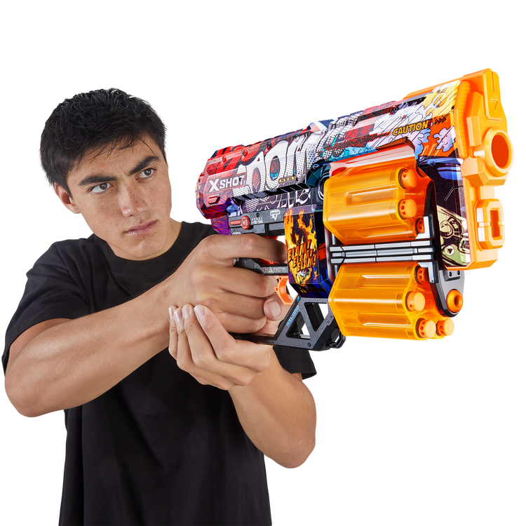 Dark Salmon XSHOT Skins Dread Dart Blaster 36517 (12 Darts) by ZURU Toyzoona X-SHOT-SKINS-DREAD_Lifestyle_01.png Battling Toys