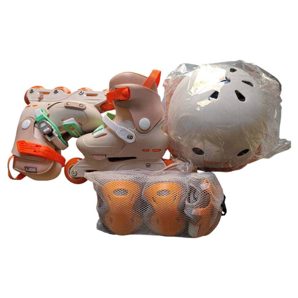 Dim Gray Kids Inline Skates Set - Adjustable Roller Skates for Girls & Boys - Complete Set with Helmet & Pads - ABEC-7 Bearings - Size M (32-35) HALSON ENTERPRISE brownskates-Photoroom.jpg Outdoor and Active Play