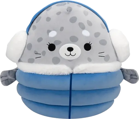 Black Squishmallow Blue Grey Seal with Jacket Odile HALSON ENTERPRISE image.webp Plush Toys