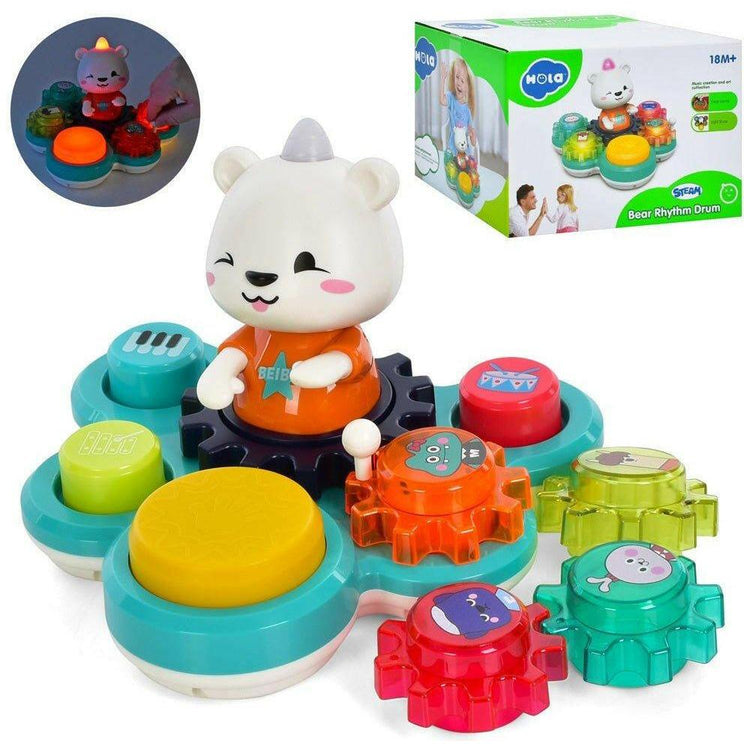 Light Gray Hola Bear Rhythm Drum E8993 - Interactive Musical Drum Toy TOYZOONA LIMITED hola-bear-rhythm-drum-e8993-toyzoona-1.jpg Infant Toys